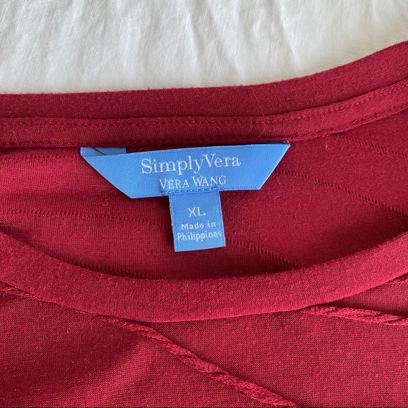 Simply Vera Wang Maroon Textured Wave Top XL - Picture 8 of 9